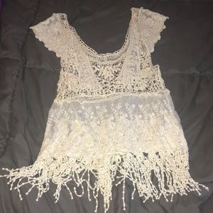 See through lace tank top